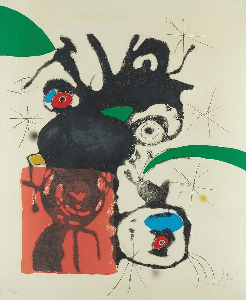 Appraisal: Joan Miro From Espriu Suite Aquatint and Etching Joan Miro