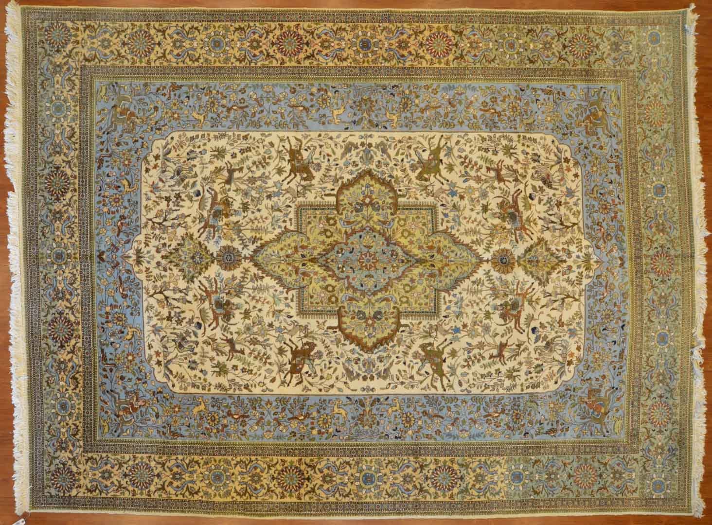 Appraisal: Persian Tabriz carpet approx x Iran circa Condition Has sun