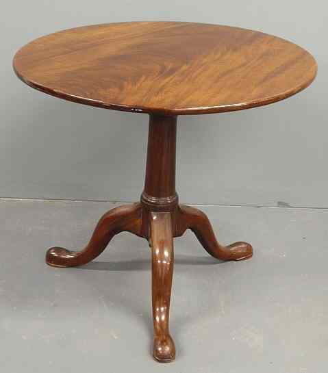 Appraisal: English Queen Anne mahogany tea table with a circular top