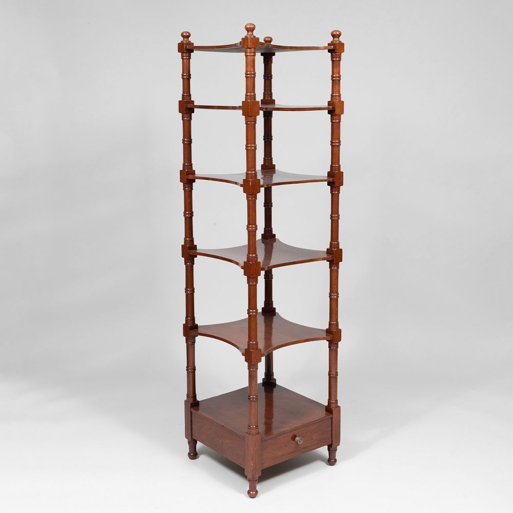 Appraisal: Late Victorian Mahogany Six-Tier tag re Fitted with one drawer