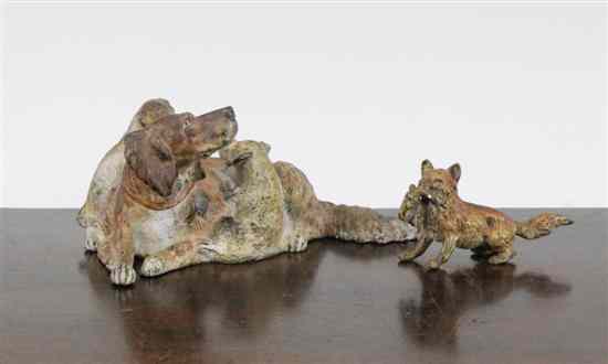 Appraisal: An early th century Austrian cold painted bronze group of