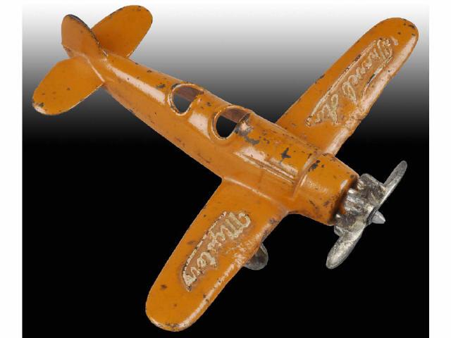 Appraisal: Cast Iron Kilgore Travel Air Mystery Airplane Toy Description Orange