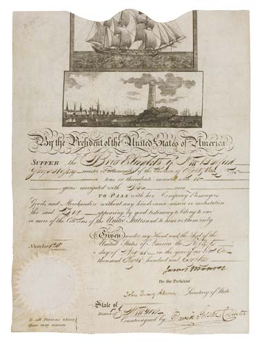 Appraisal: MONROE AND ADAMS MONROE JAMES Partly-printed vellum Document Signed as