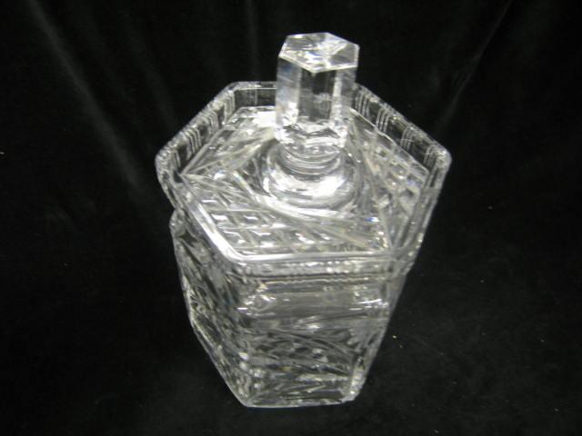 Appraisal: Cut Crystal Biscuit Jar hexagon shape tall excellent