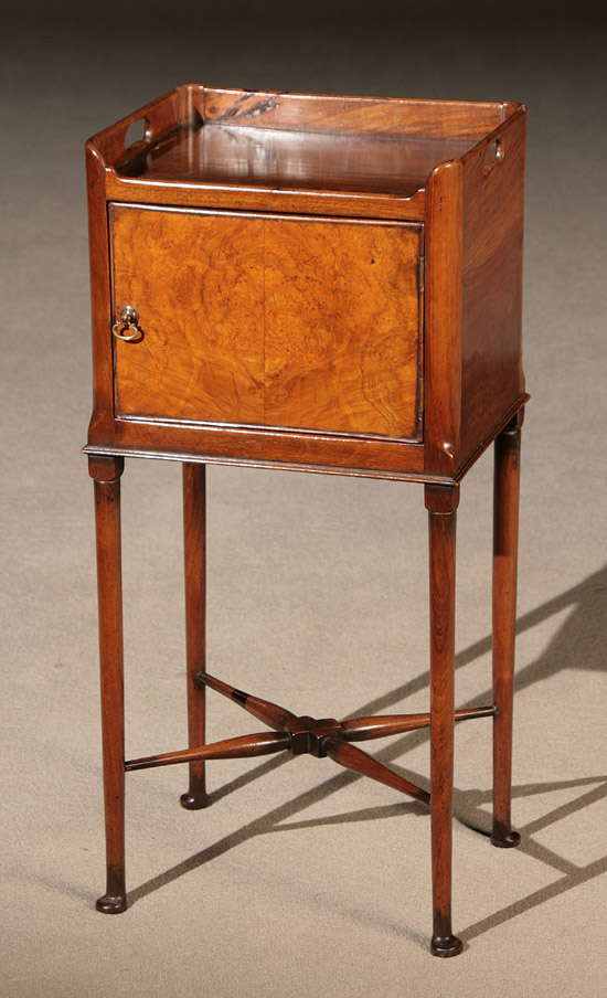 Appraisal: George III Style Walnut Bedside Stand Early th Century Height