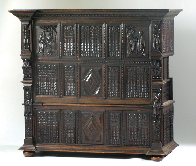 Appraisal: JACOBEAN CARVED OAK COURT CUPBOARD English late th early th