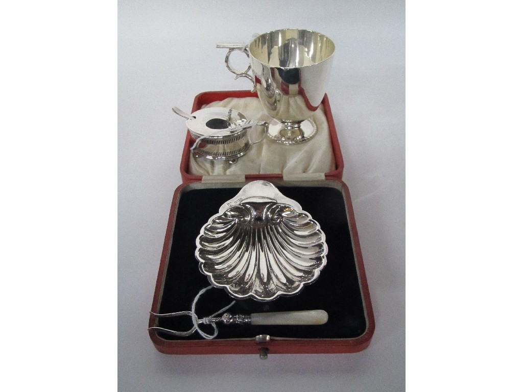 Appraisal: Lot comprising cased silver butter dish a mustard pot and