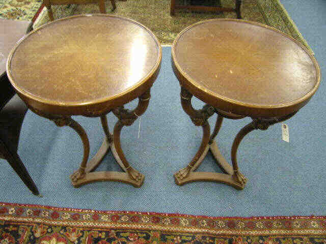 Appraisal: Pair of Round Side Tables claw feet