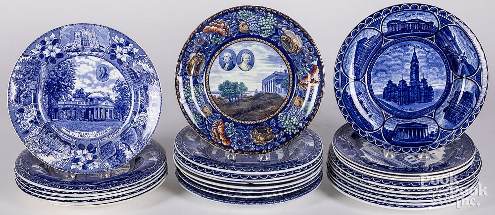 Appraisal: Twenty-four Historic Blue transferware plates Twenty-four Historic Blue transferware plates