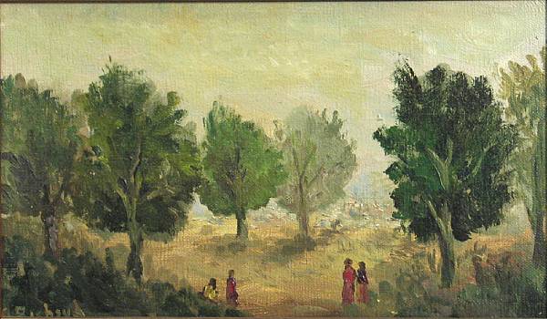 Appraisal: Richaud Figures in a landscape signed 'Richaud' lower left oil