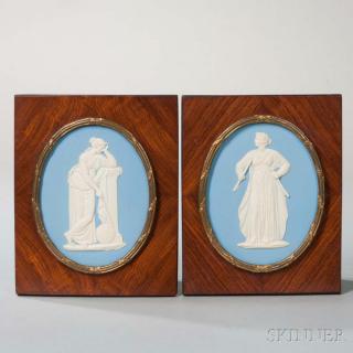 Appraisal: Pair of Wedgwood Solid Blue Jasper Oval Plaques England th