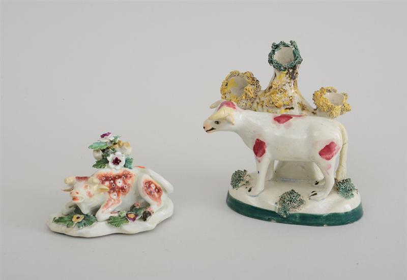 Appraisal: ENGLISH PORCELAIN FIGURE OF A RECUMBENT COW AND A STAFFORDSHIRE