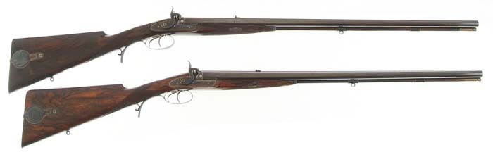 Appraisal: EXCEPTIONAL CASED PAIR OF JOHN DICKSON SON MUZZLE LOADING DOUBLE-BARREL