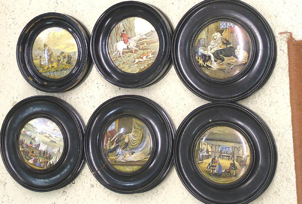 Appraisal: Collection of nineteen framed Staffordshire pot lids including Philadelphia Exhibition