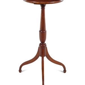 Appraisal: A Federal Figured and Chip-Carved Cherrywood Candlestand New England Circa