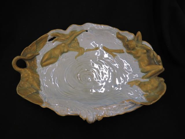 Appraisal: Austrian Art Pottery Art Nouveau Tray nude maidens swan and