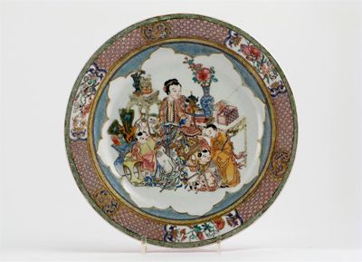 Appraisal: A Chinese famille rose ruby backed dish finely painted with