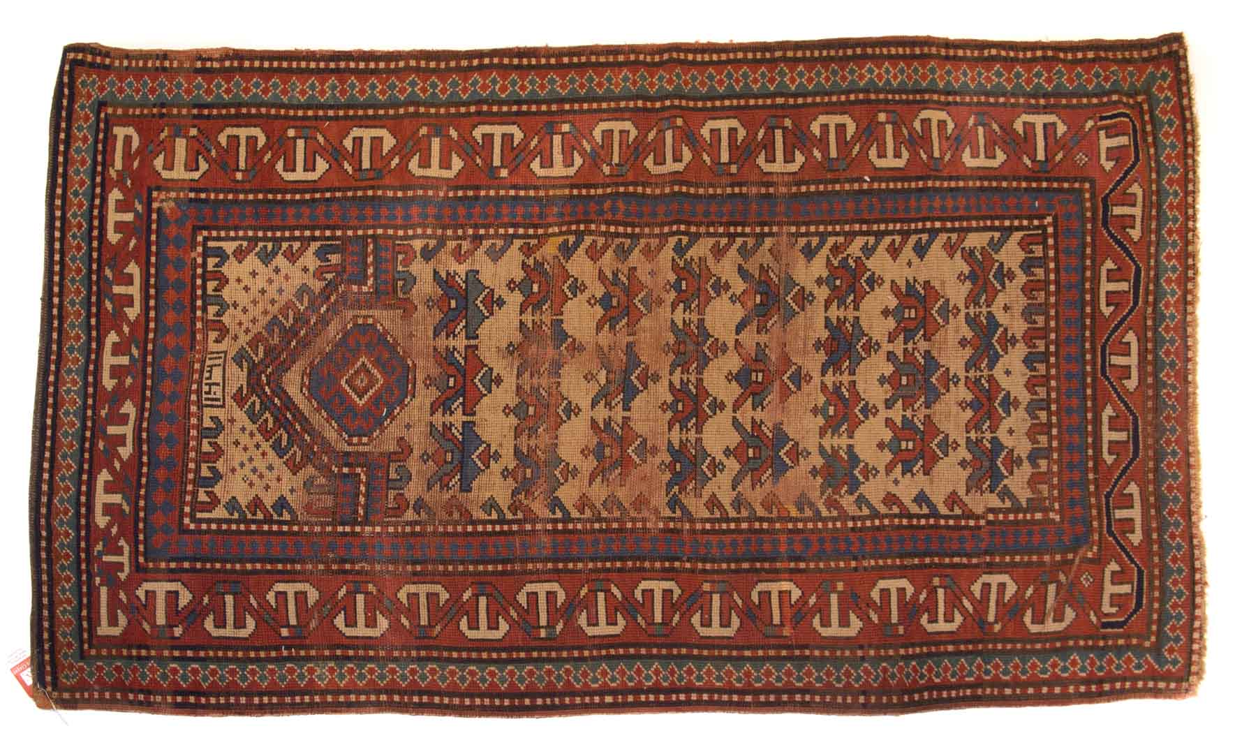 Appraisal: Antique Kazak prayer rug approx x Caucasus circa Condition Some