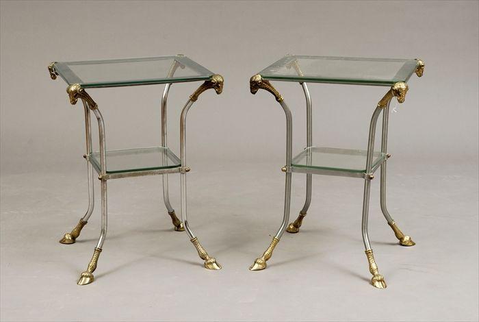 Appraisal: Pair of Directoire-Style Steel and Brass Gueridons x x in