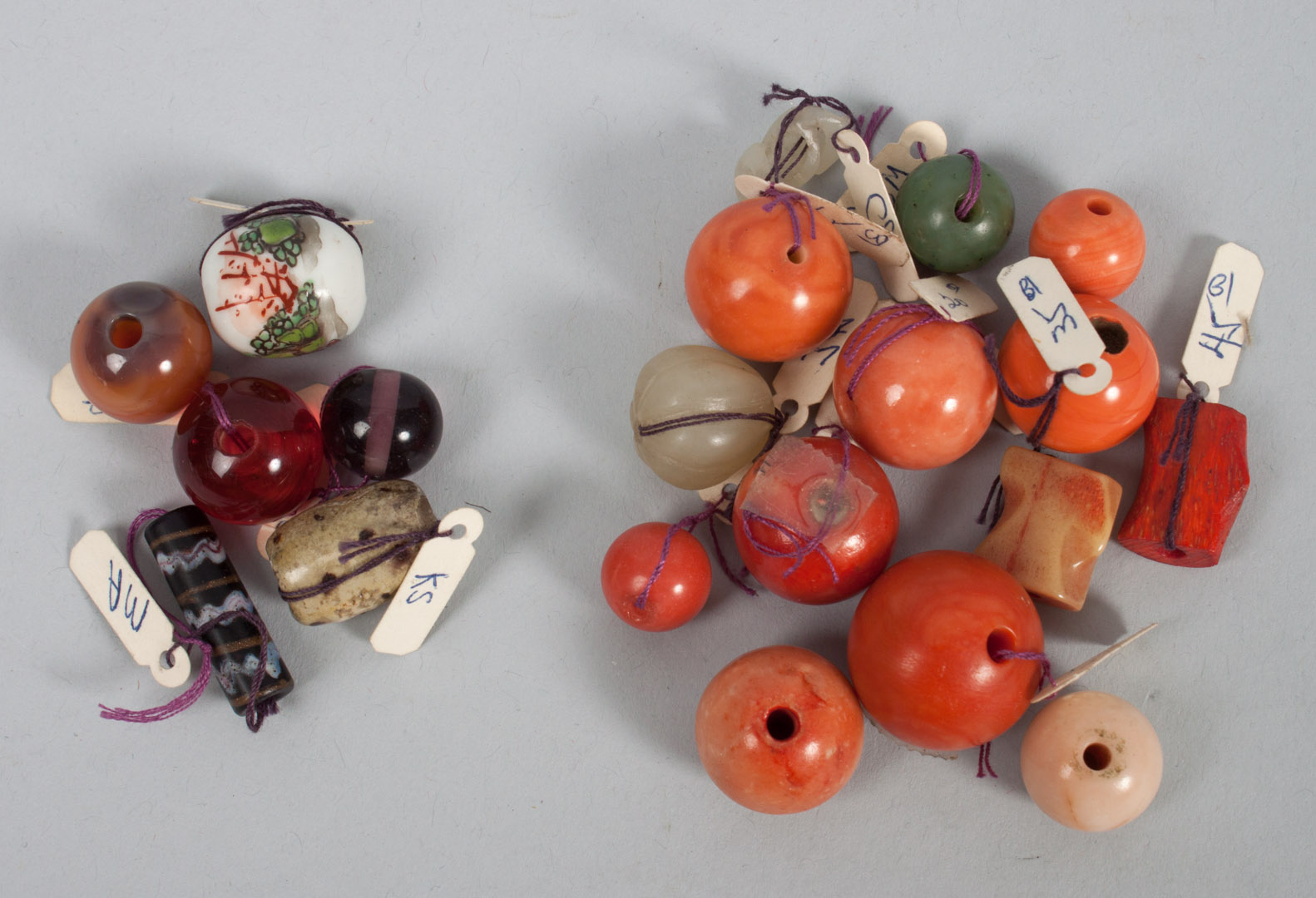 Appraisal: assorted oriental carved hardstone beads obis and miscellaneous prayer beads