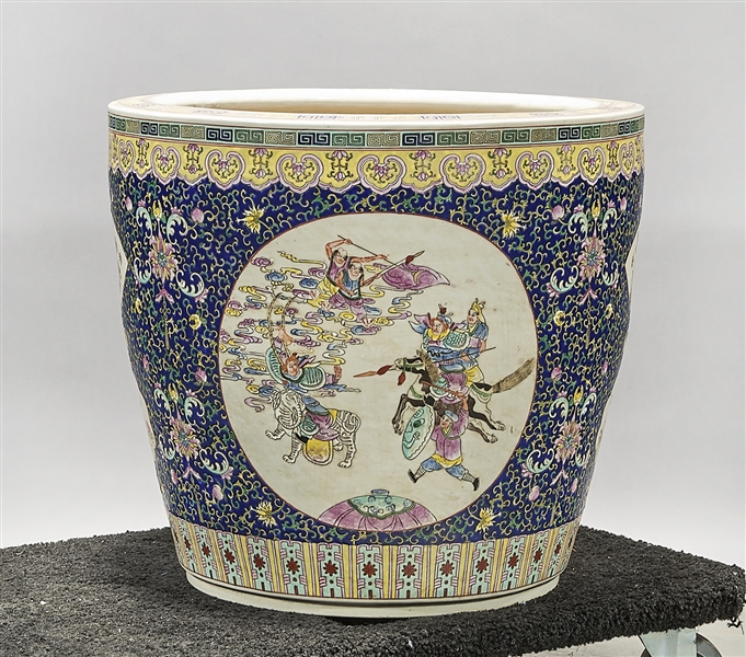 Appraisal: Chinese enameled porcelain jardiniere scenes with figures flanked by floral