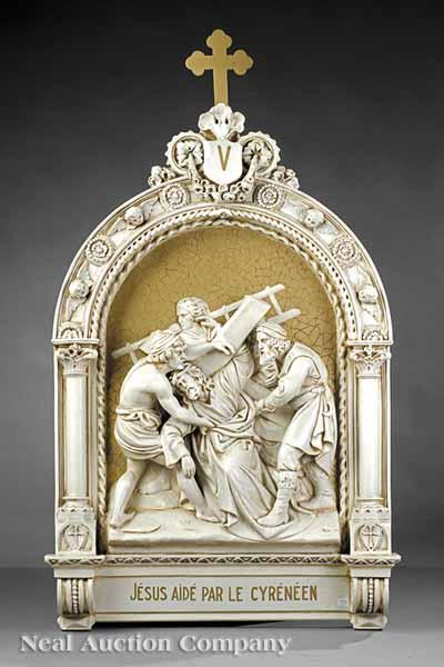 Appraisal: Two French Plaster Bas Relief Sculptures of the Stations of