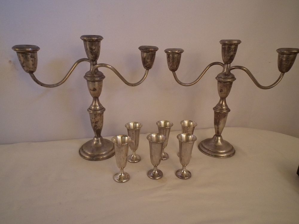 Appraisal: STERLING CORDIALS STICKS Lot including pair of weighted in tall