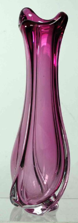 Appraisal: AMETHYST-TINTED VAL SAINT-LAMBERT GLASS VASE slender baluster form with swirled