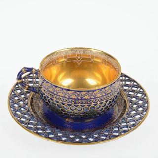 Appraisal: Good Russian reticulated porcelain teacup saucer Late th th c