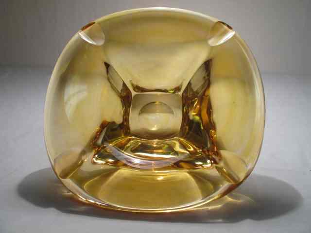 Appraisal: Val St Lambert amber art glass cigar ashtray Signed ''Val