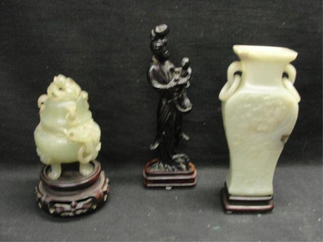 Appraisal: Asian Items Jade Glass jade vase as is together with