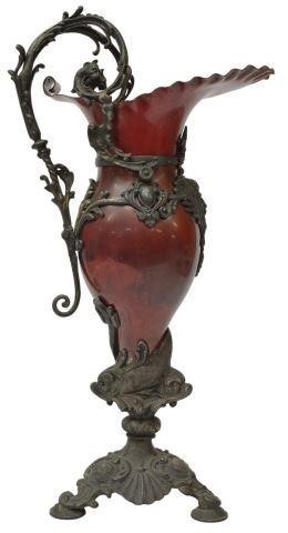 Appraisal: French ewer-form garniture early th c red metal insert with