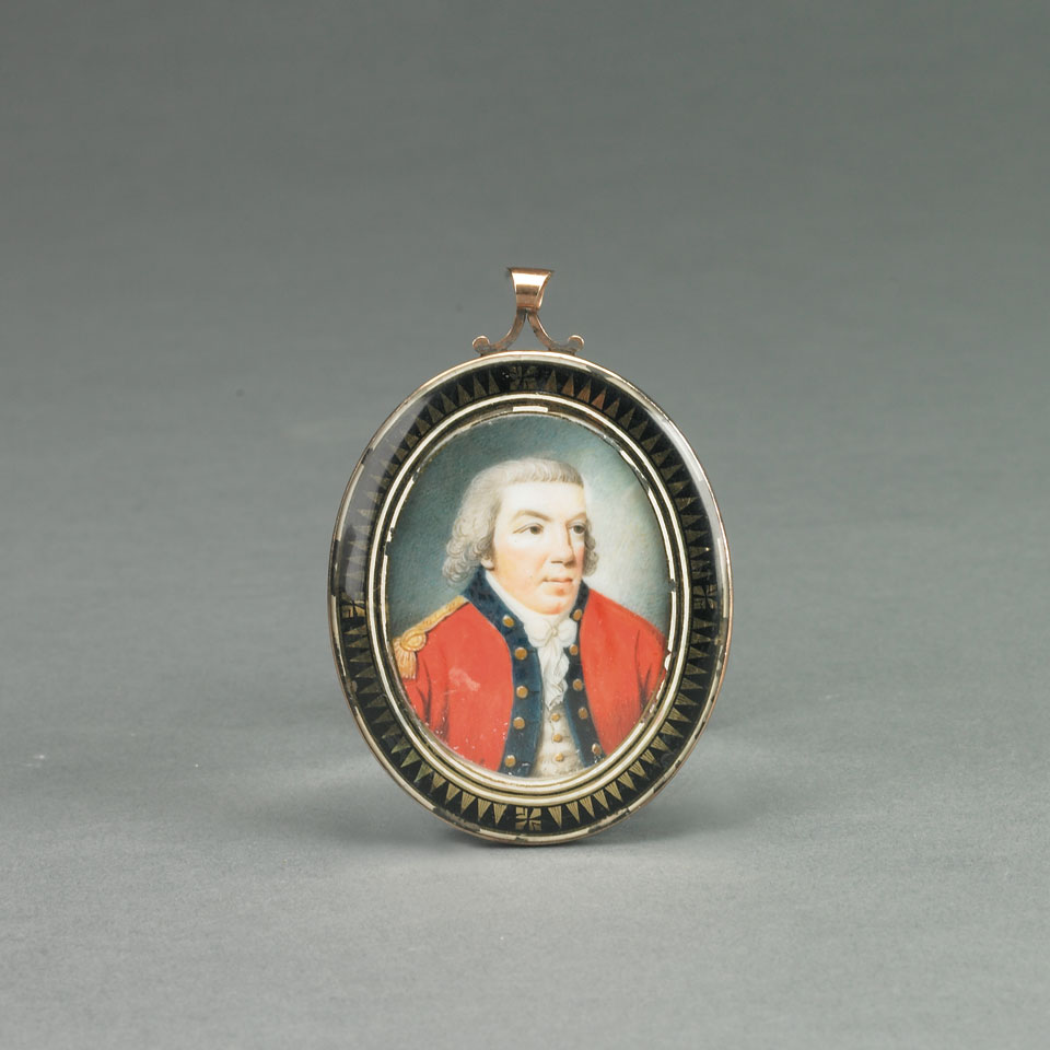 Appraisal: English Painted Portrait Miniature of an Officer th century with