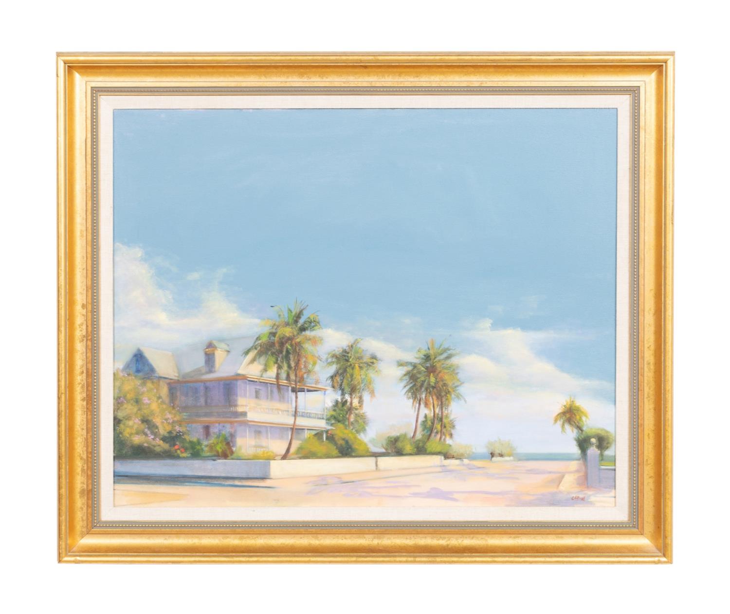 Appraisal: ROBERT CARDINAL BEACH HOUSE W PALM TREES O C Robert