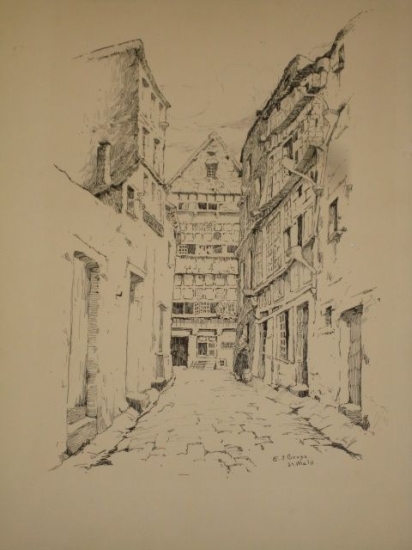 Appraisal: EANGER IRVING COUSE St Malo Pen and ink on heavy