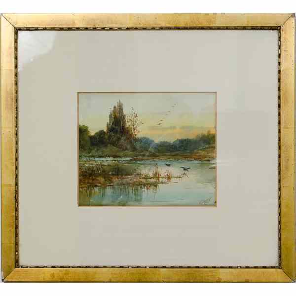 Appraisal: Victor Casenelli American - Sunrise Landscape Watercolor on paper signed