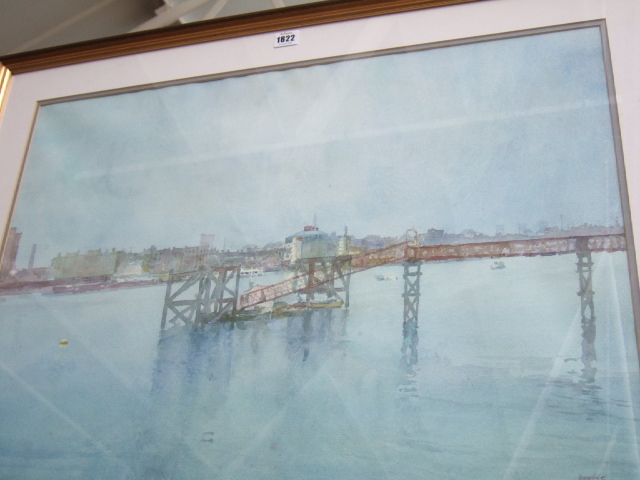 Appraisal: Michael Reynolds contemporary River Jetty watercolour signed cm x cm