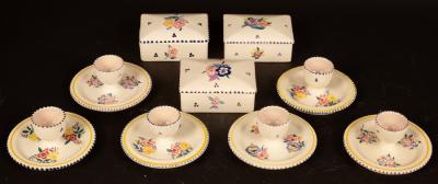 Appraisal: Poole Pottery six floral decorated egg cups and three floral