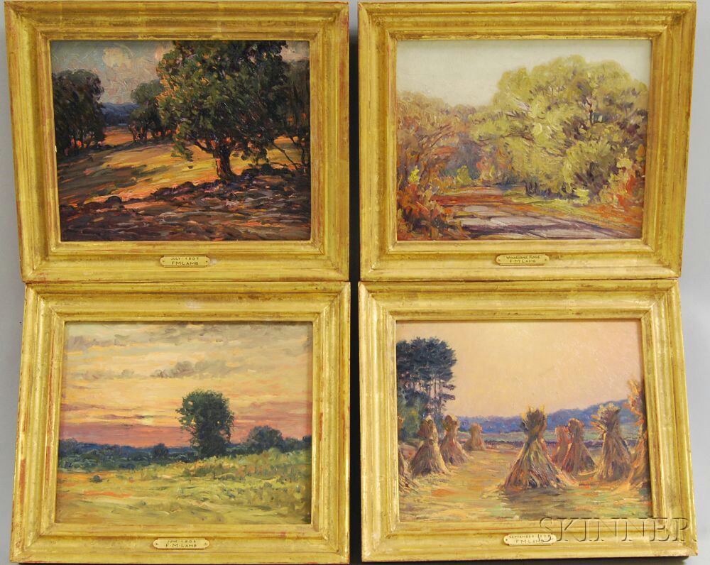 Appraisal: Frederick Mortimer Lamb American - Four Landscapes c Two signed