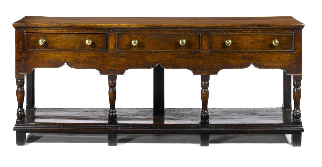 Appraisal: A WELSH GEORGE II OAK DRESSER MONTGOMERYSHIRE the moulded top