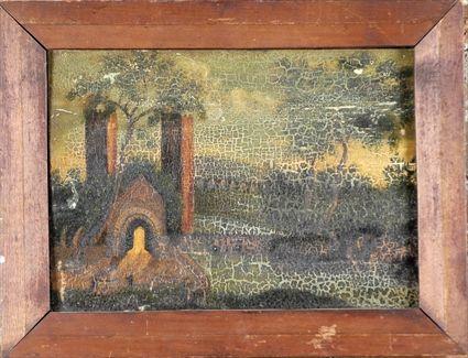 Appraisal: American School th C Landscape with Ruins Oil on panel