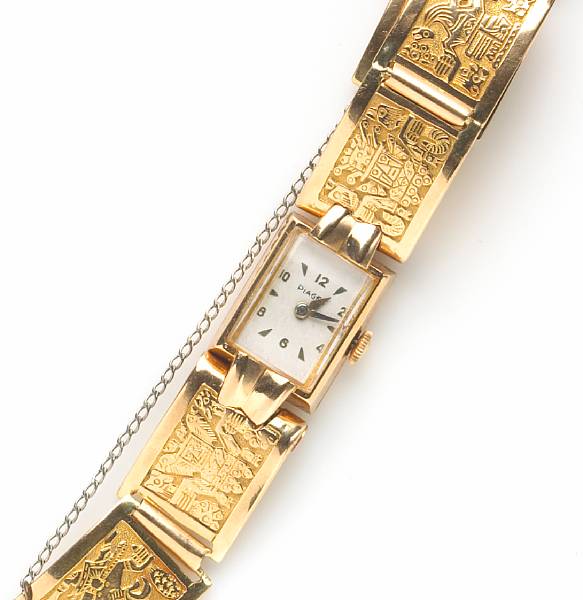 Appraisal: A lady's k gold bracelet wristwatch Piaget Swiss circa Swiss