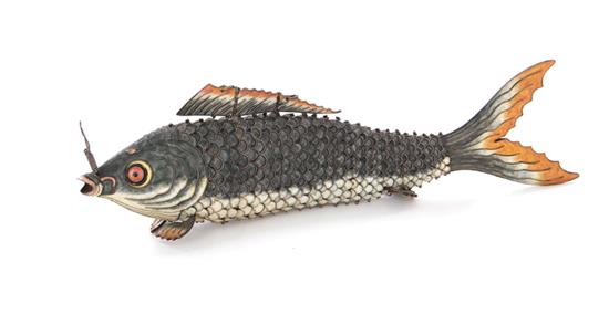 Appraisal: Asian enameled metal articulated carp probably Japanese th century L