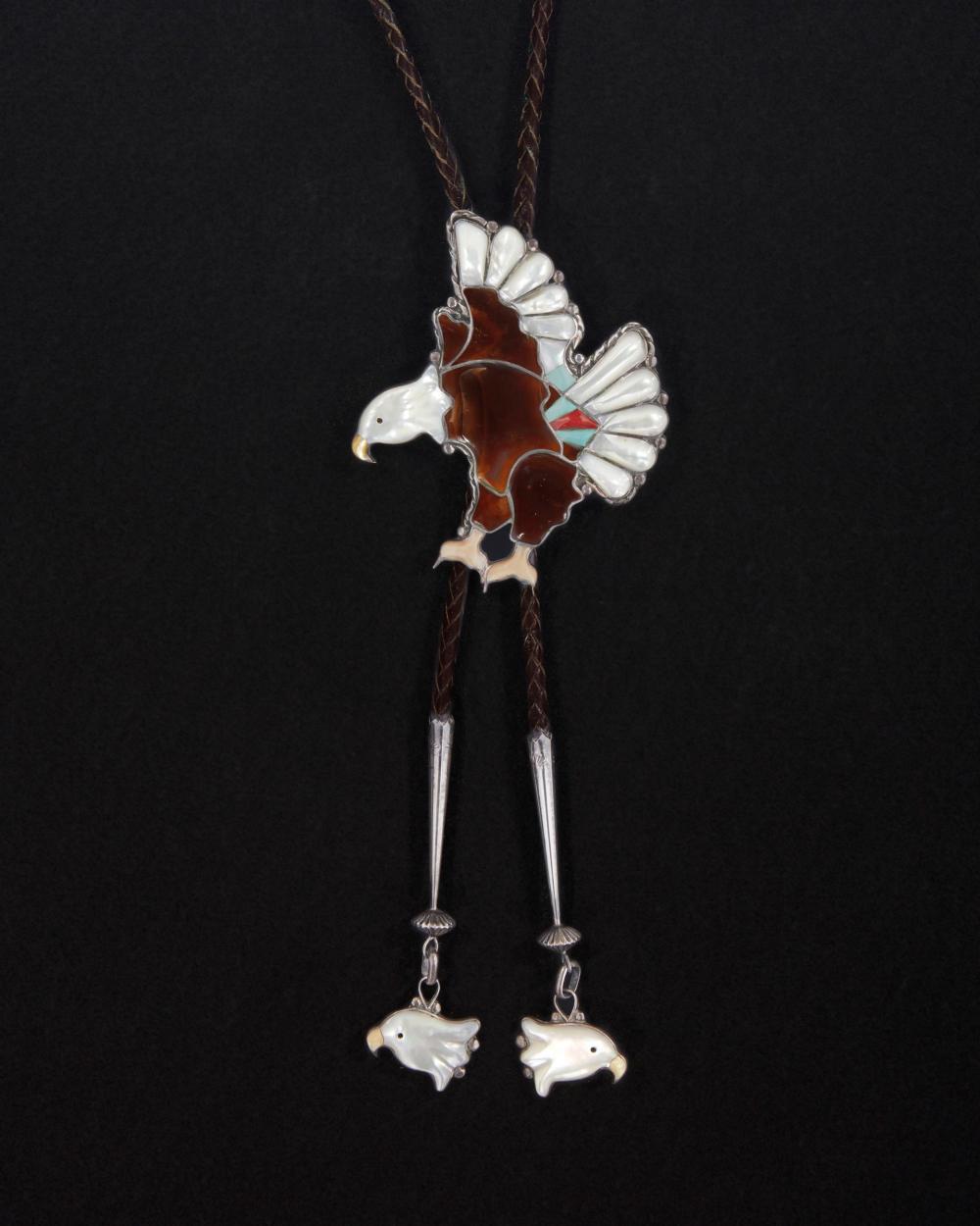 Appraisal: A Zuni inlaid stone bolo tie Second half th Century