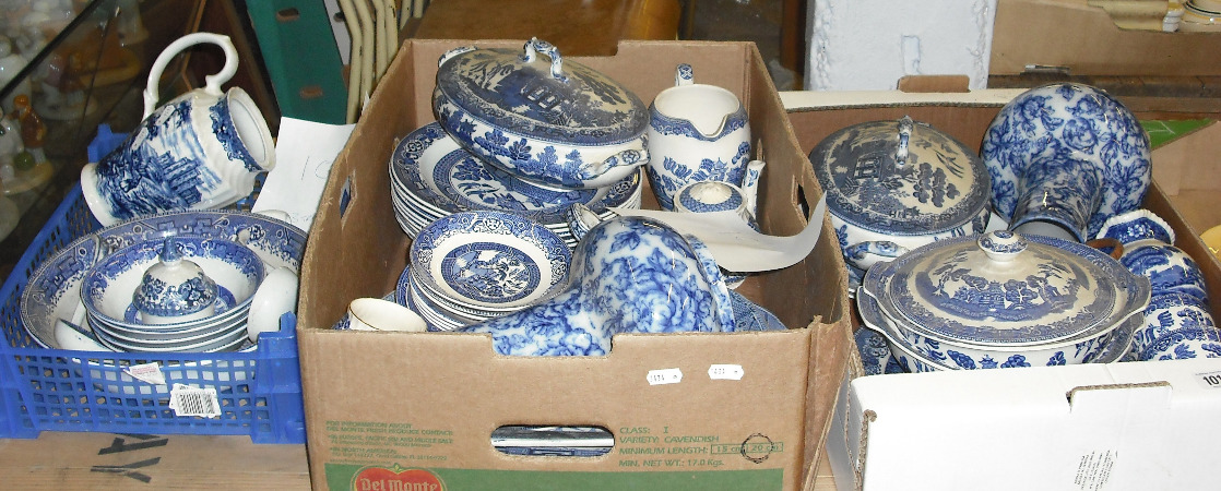 Appraisal: A Collection of Various Blue and White Pottery th -