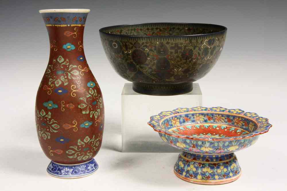 Appraisal: PCS ORIENTAL PORCELAIN CLOISONNE - Including Early Japanese Cloisonn Footed