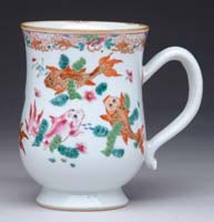 Appraisal: CHINESE EXPORT FAMILLE ROSE BALUSTER FORM MUG Circa Footed mug