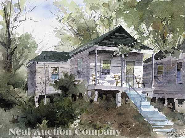 Appraisal: John Gaddis American Mississippi th c Mississippi Cabin watercolor signed