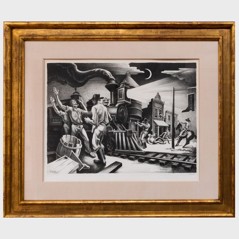 Appraisal: Thomas Hart Benton - Jesse James Lithograph in black on