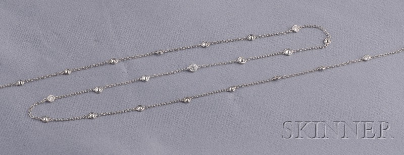 Appraisal: Platinum and Diamond Chain bezel-set with twenty-five diamond melee graduating